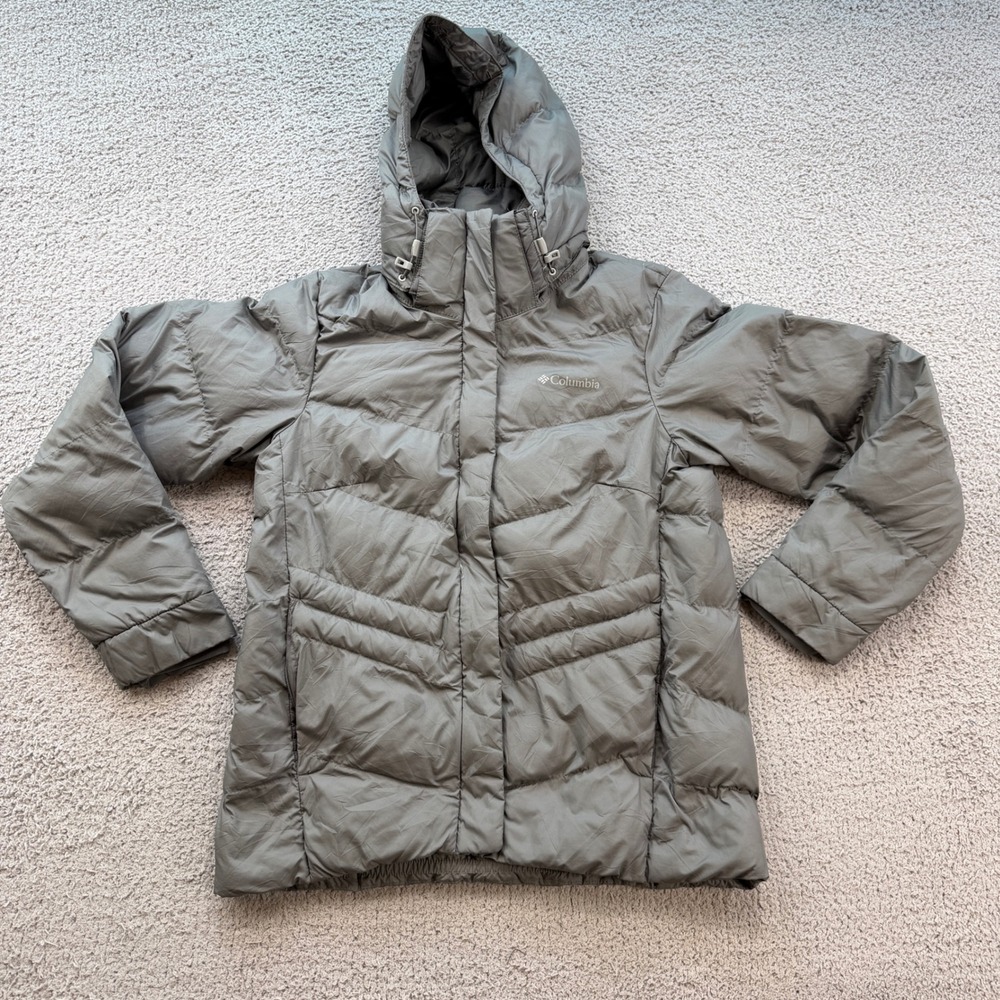 Columbia Womens Gray Quilted Hooded Puffer Jacket WL0880 Size S